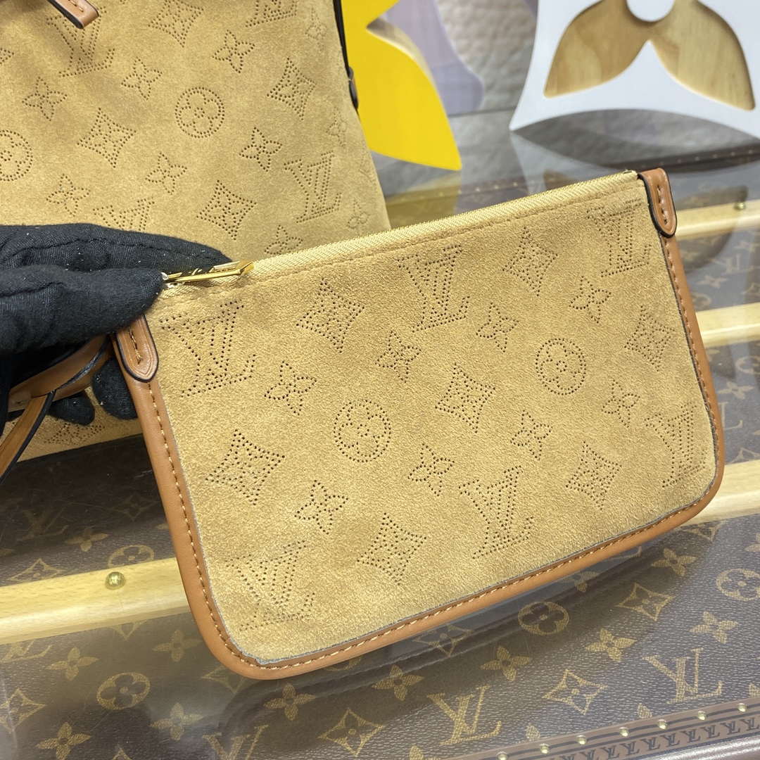 LV M11843 Louis Vuitton CarryAll PM Suede Leather Bag Beige - Image 9