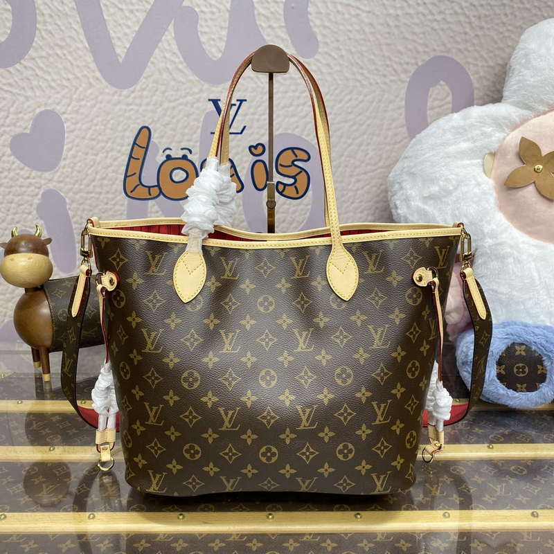 LV M12096 Louis Vuitton Reversible Neverfull Inside Out MM Handbag Red - Image 6