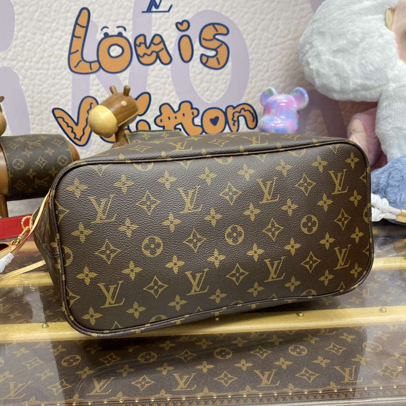 LV M12096 Louis Vuitton Reversible Neverfull Inside Out MM Handbag Red - Image 7