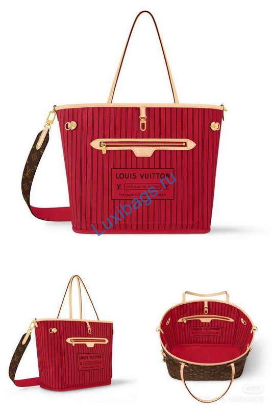 LV M12096 Louis Vuitton Reversible Neverfull Inside Out MM Handbag Red - Image 13