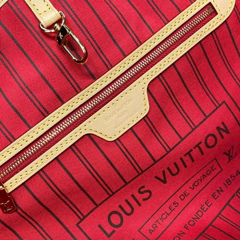 LV M12096 Louis Vuitton Reversible Neverfull Inside Out MM Handbag Red - Image 15