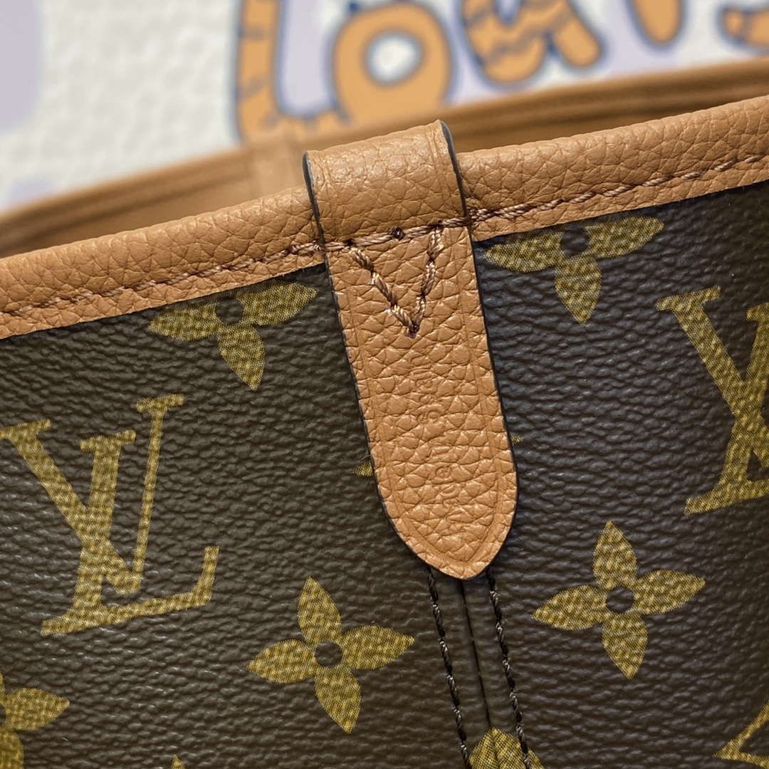 LV M12061 Louis Vuitton Reversible Neverfull Inside Out MM Handbag Brown - Image 8