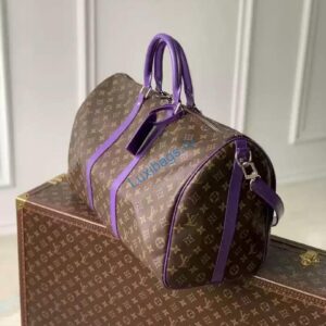 LV M46775 Louis Vuitton Keepall Bandoulière 50 Travel Bag Monogram Purple M12633