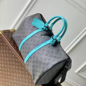 LV M11481 Louis Vuitton Keepall Bandoulière 45 Travel Bag Monogram Eclipse Reverse Blue