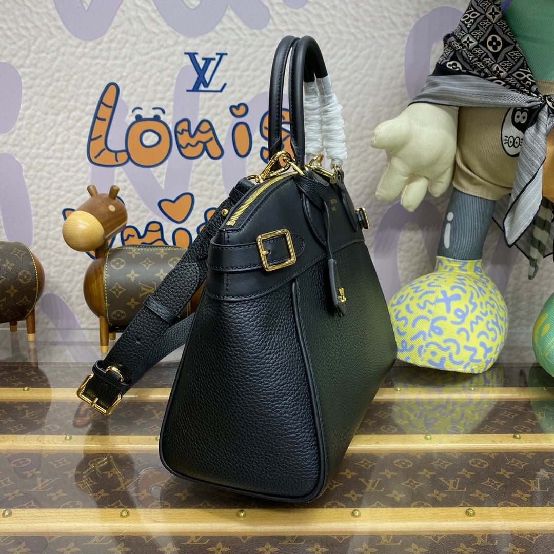 LV M22914 Louis Vuitton Lock It MM Bag Black - Image 4