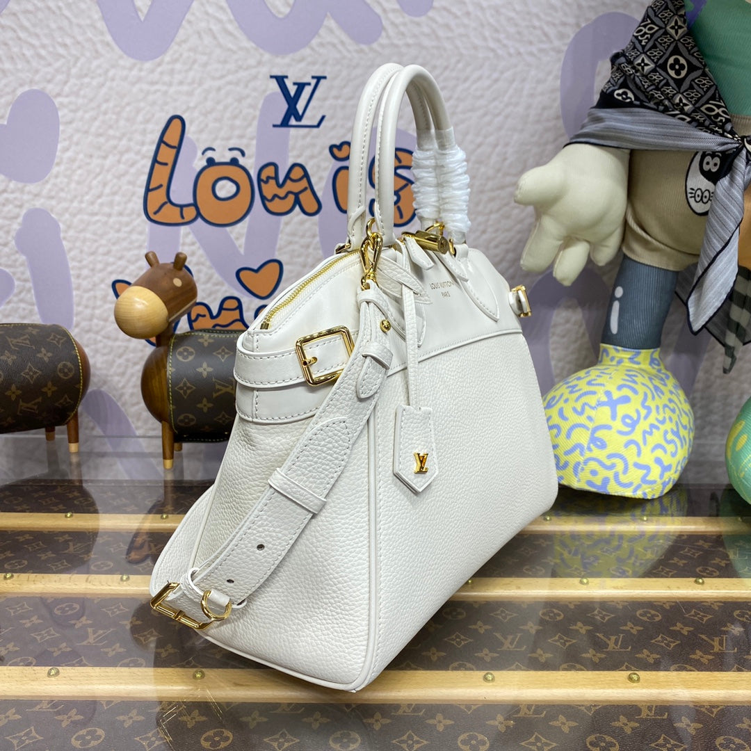 LV M23061 Louis Vuitton Lock It MM Bag Crème Beige - Image 4