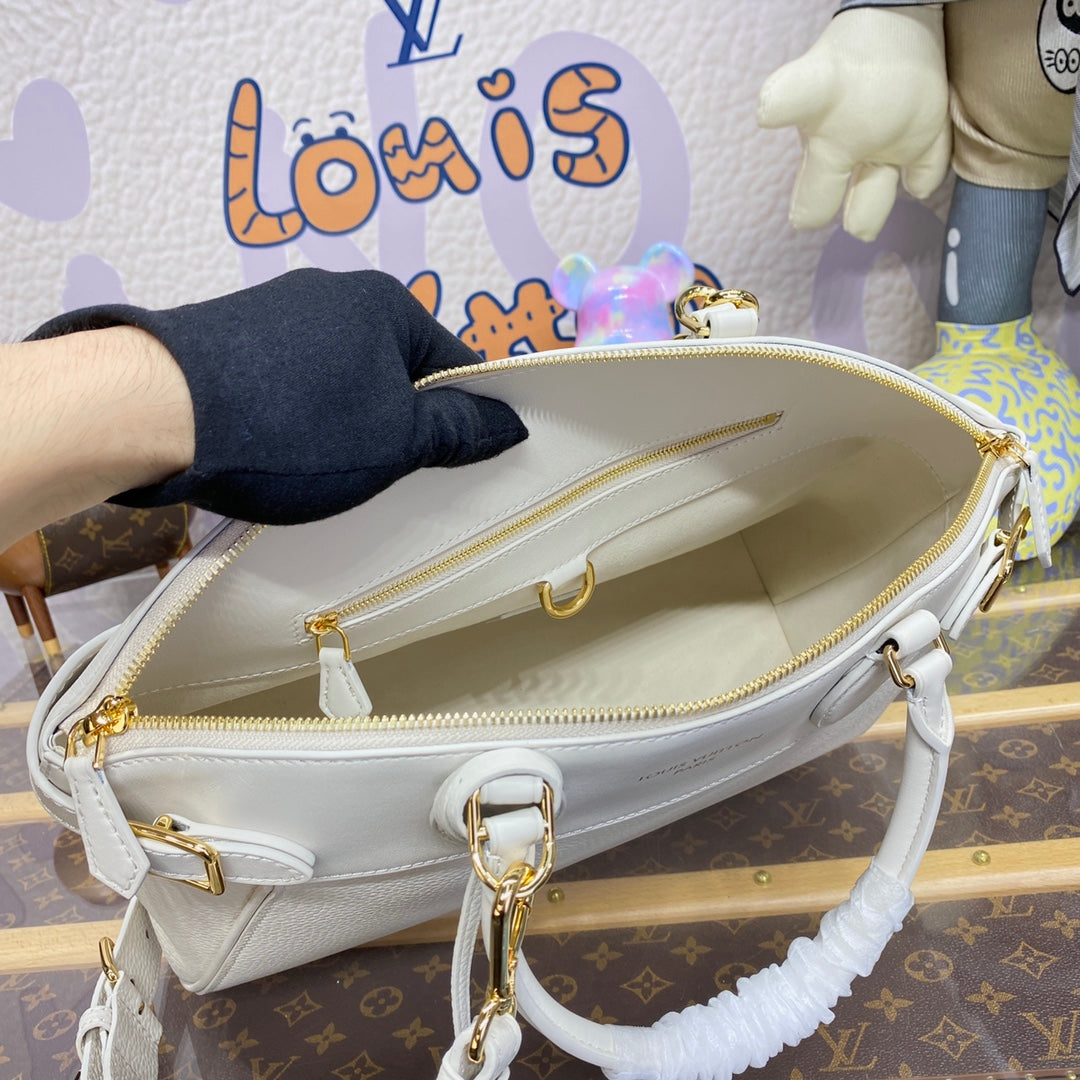 LV M23061 Louis Vuitton Lock It MM Bag Crème Beige - Image 5