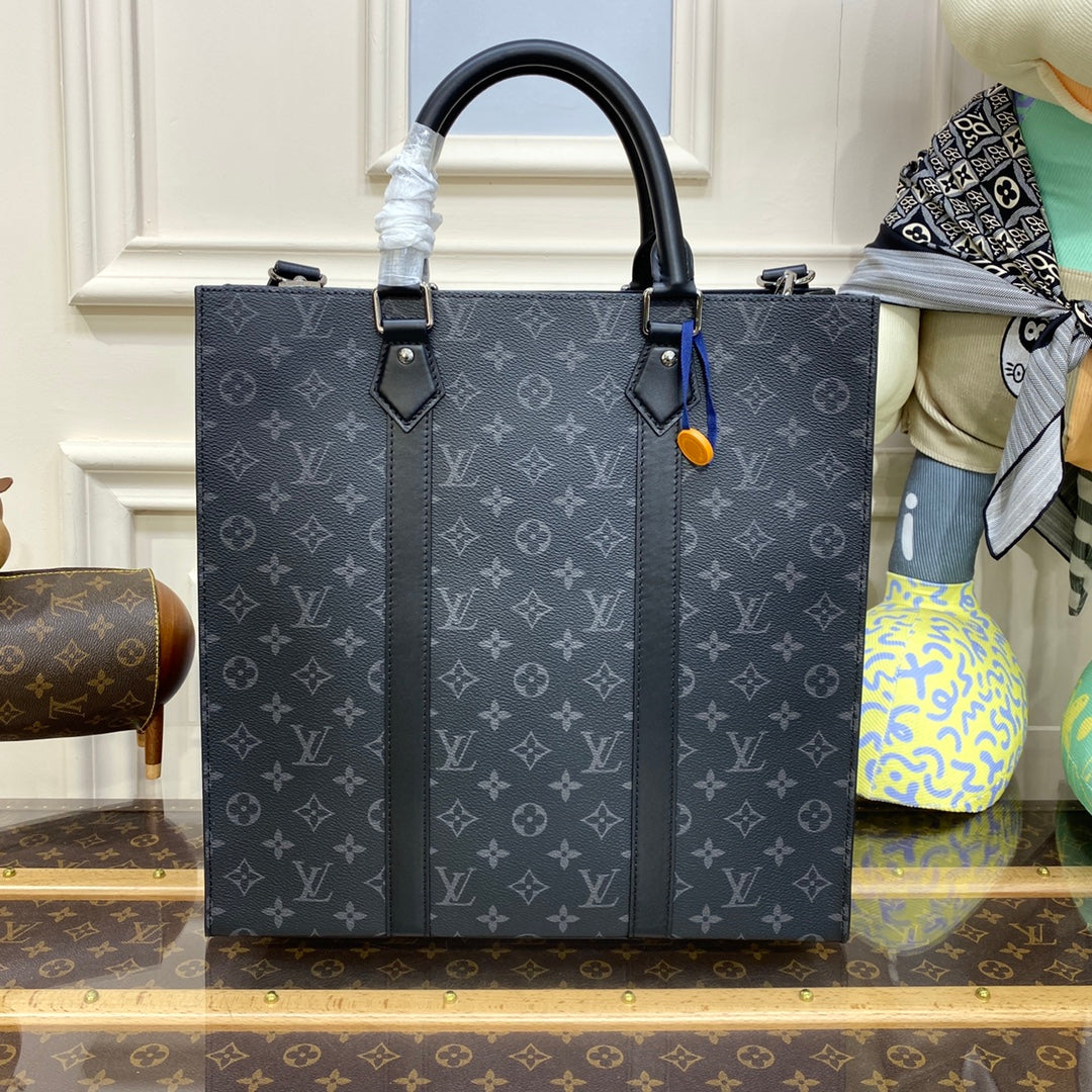 LV M46452 Louis Vuitton Sac Plat Bag Monogram Eclipse Coated Canvas - Image 3