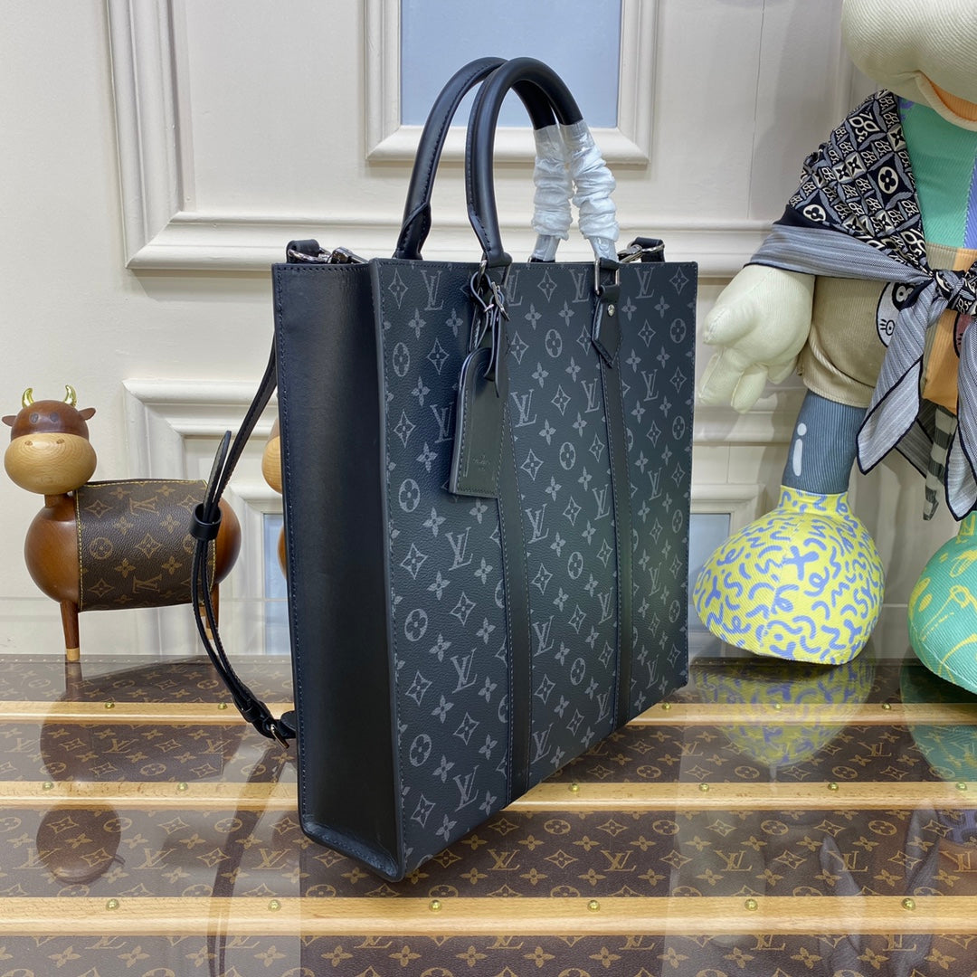 LV M46452 Louis Vuitton Sac Plat Bag Monogram Eclipse Coated Canvas - Image 5