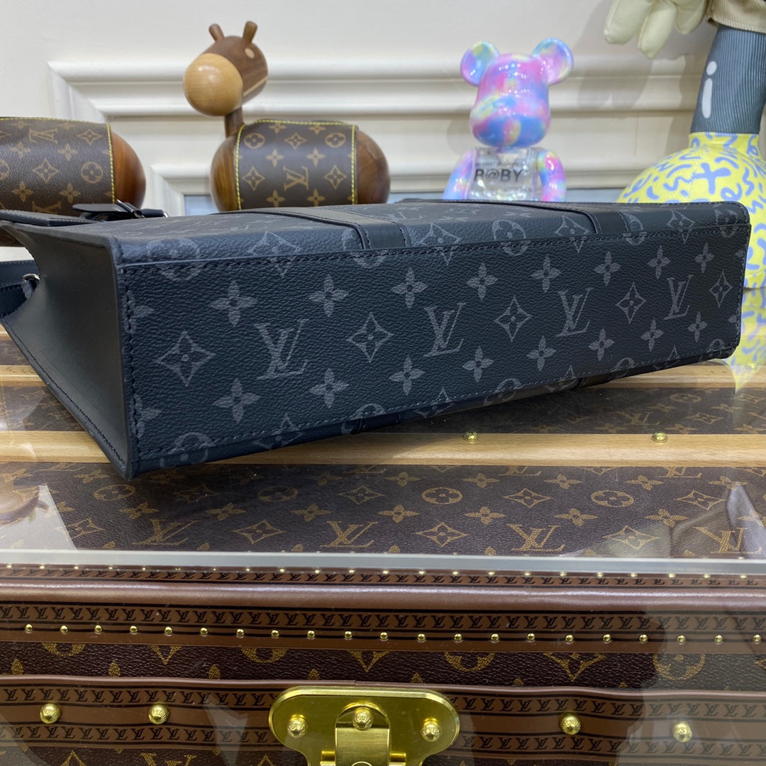 LV M46452 Louis Vuitton Sac Plat Bag Monogram Eclipse Coated Canvas - Image 7