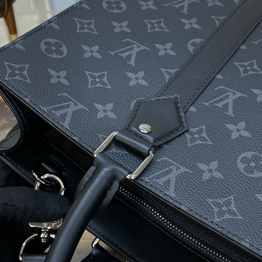 LV M46452 Louis Vuitton Sac Plat Bag Monogram Eclipse Coated Canvas - Image 9