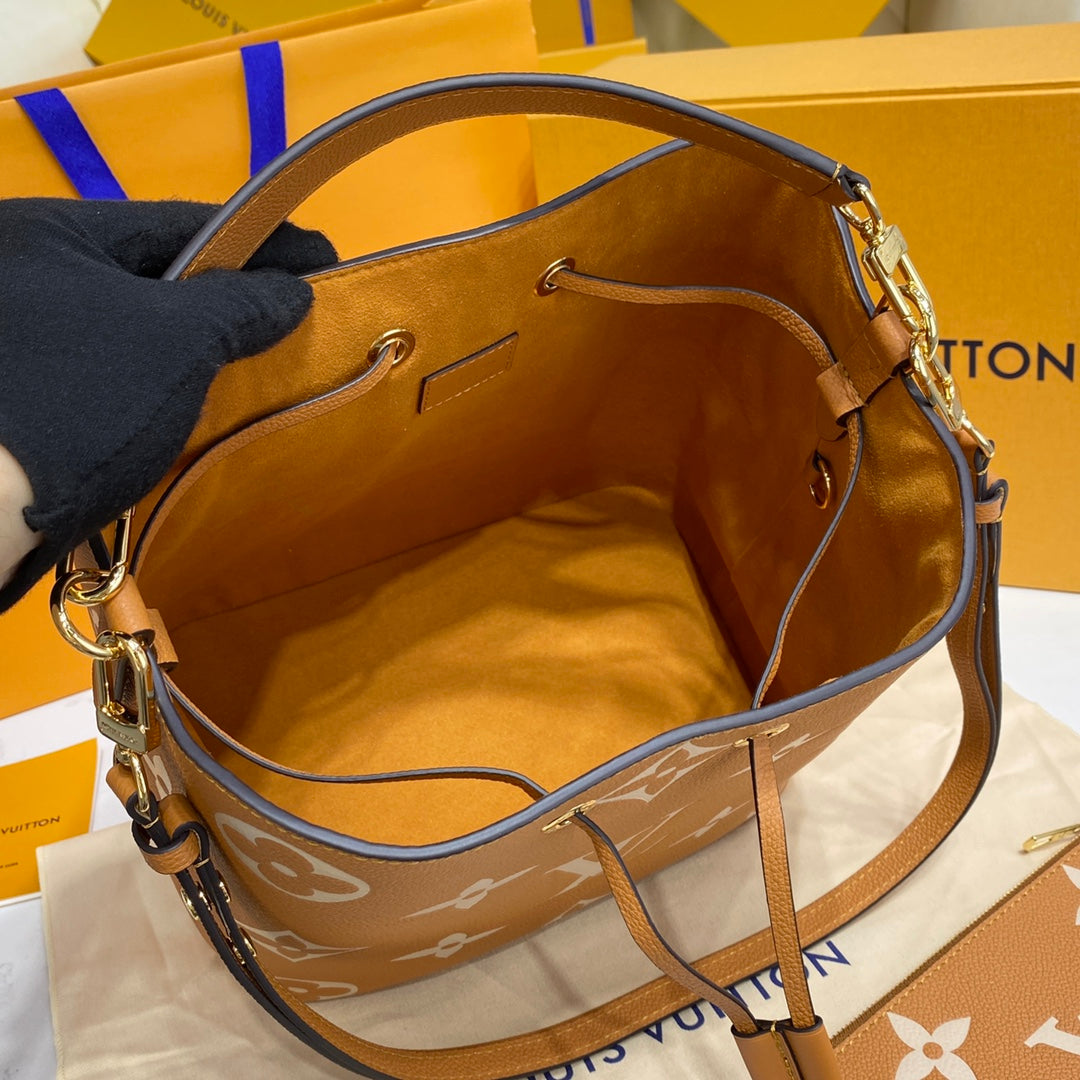 LV M45555 Louis Vuitton NéoNoé MM Brown/Yellow - Image 4