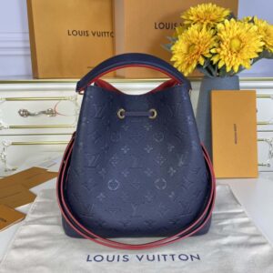 LV M45306 Louis Vuitton NéoNoé MM Bucket Bag Navy Blue And Red