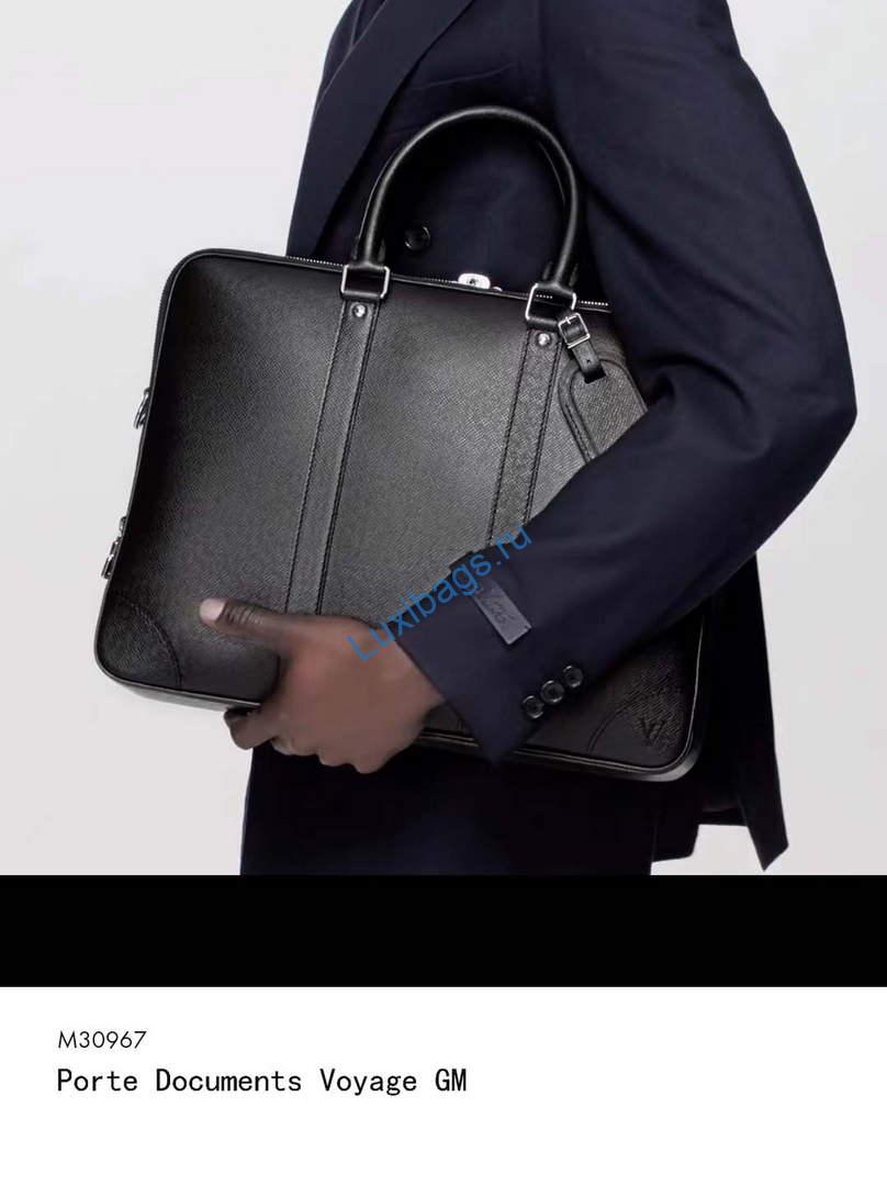 LV M30967 Louis Vuitton Porte Documents Voyage GM Taïga Cowhide Leather Black - Image 4