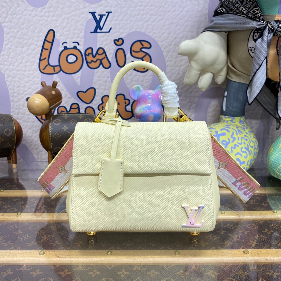 LV M22946 Louis Vuitton Cluny Mini Epi Leather Bag Quartz White - Image 3