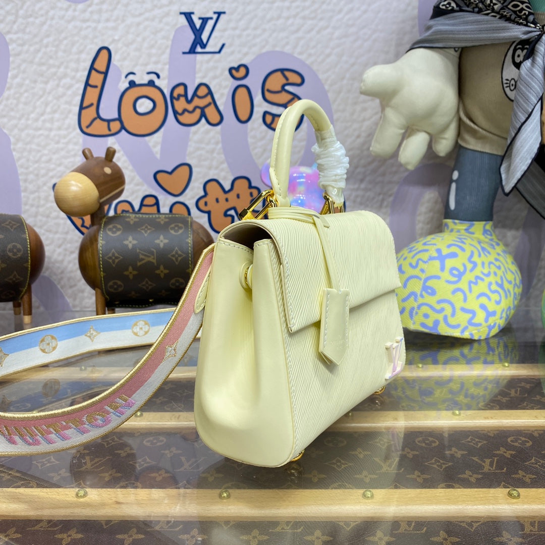 LV M22946 Louis Vuitton Cluny Mini Epi Leather Bag Quartz White - Image 5