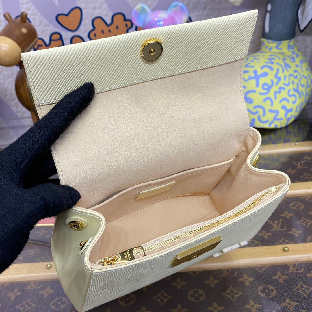 LV M22946 Louis Vuitton Cluny Mini Epi Leather Bag Quartz White - Image 6