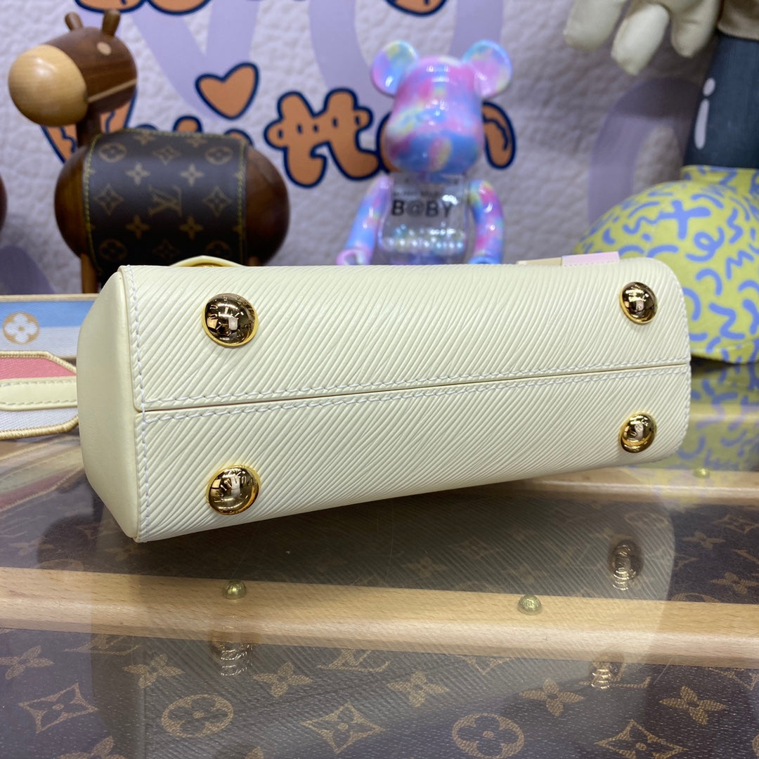 LV M22946 Louis Vuitton Cluny Mini Epi Leather Bag Quartz White - Image 8