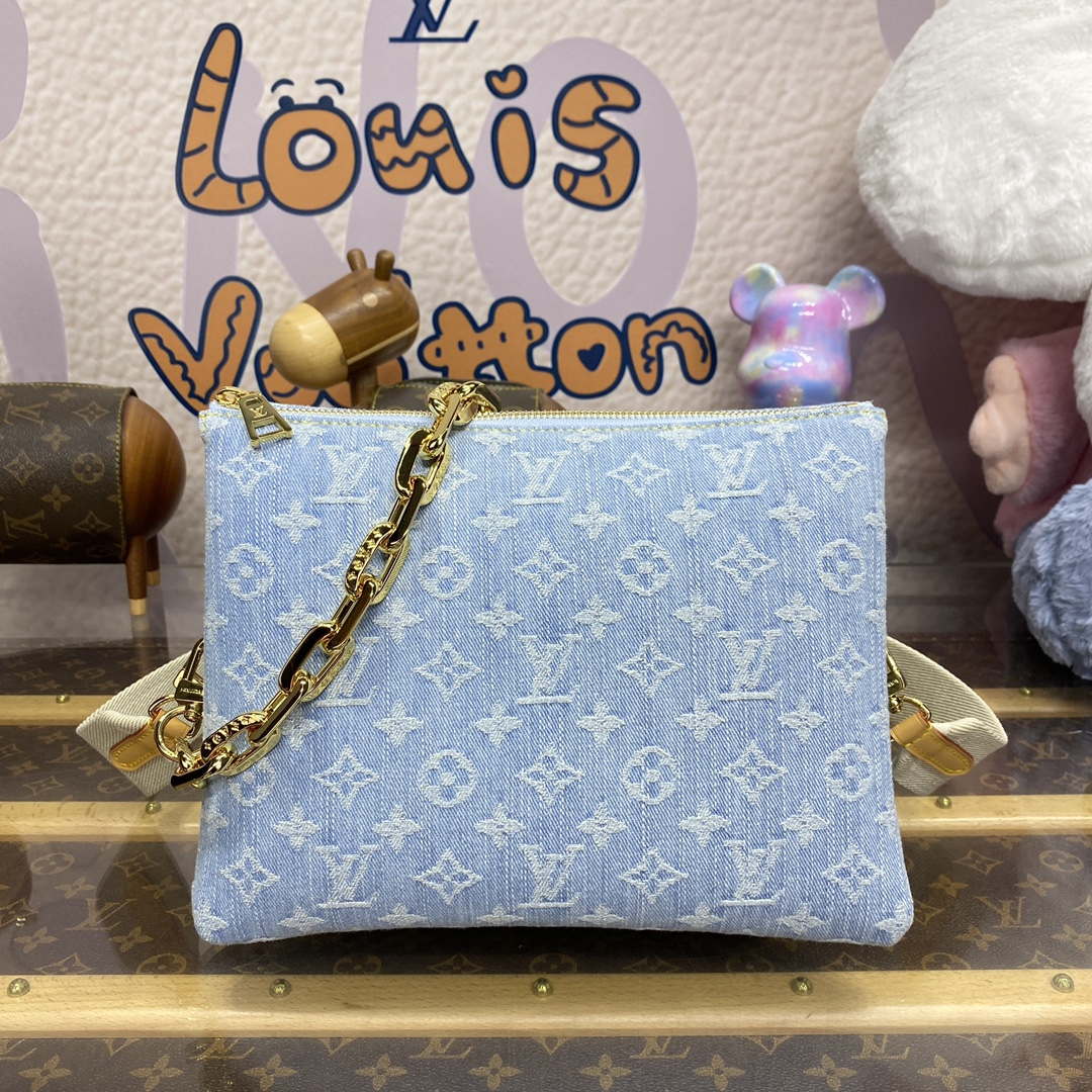 LV M24564 Louis Vuitton Coussin PM Handbag Lambskin Light Blue