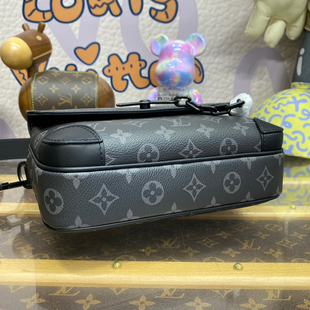 LV M46795 Louis Vuitton Steamer Messenger Bag Monogram Eclipse Coated Canvas - Image 5