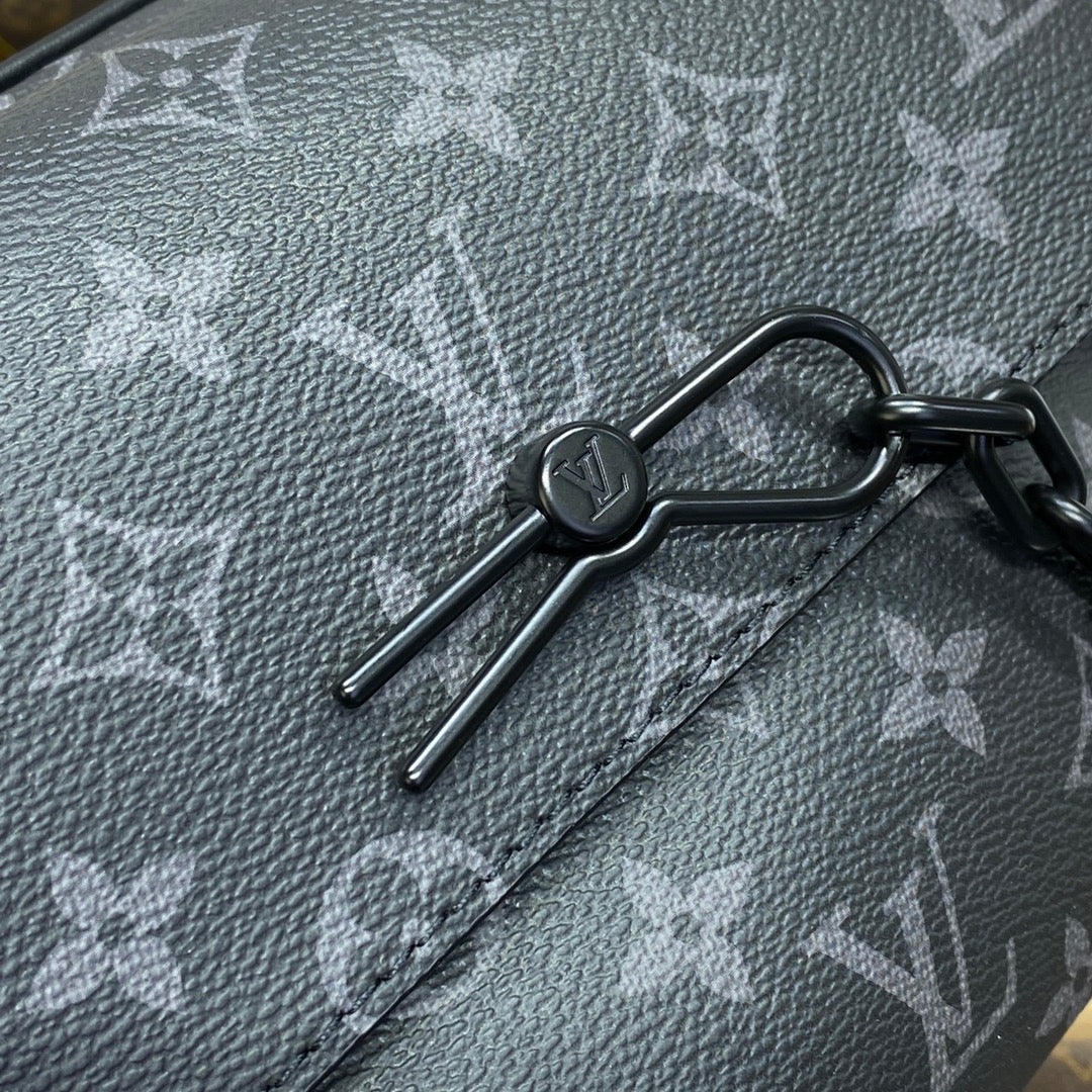 LV M46795 Louis Vuitton Steamer Messenger Bag Monogram Eclipse Coated Canvas - Image 7