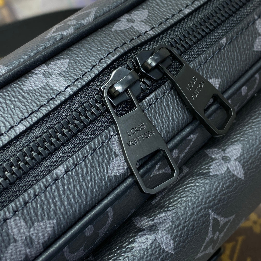 LV M46795 Louis Vuitton Steamer Messenger Bag Monogram Eclipse Coated Canvas - Image 8