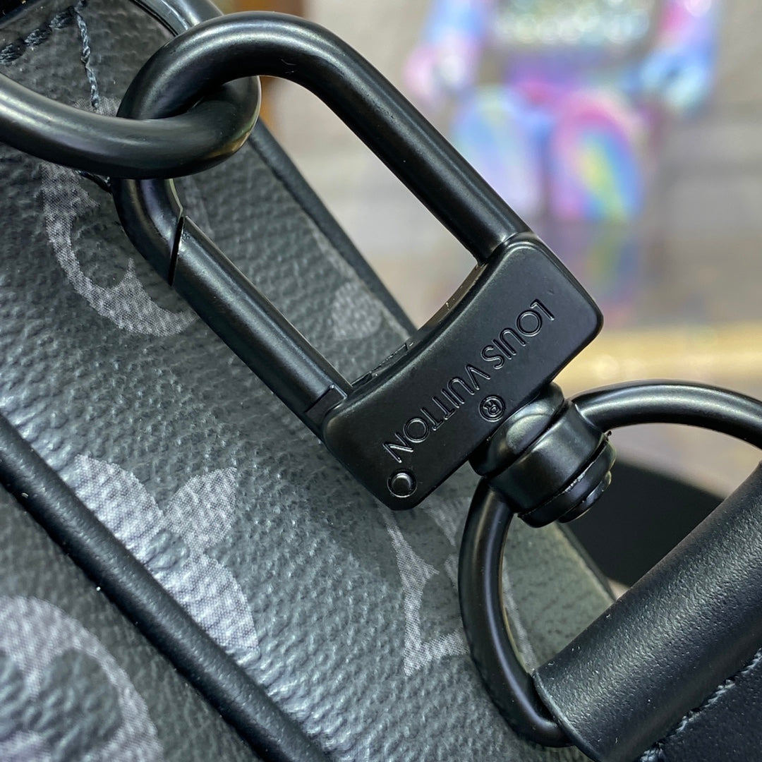 LV M46795 Louis Vuitton Steamer Messenger Bag Monogram Eclipse Coated Canvas - Image 9
