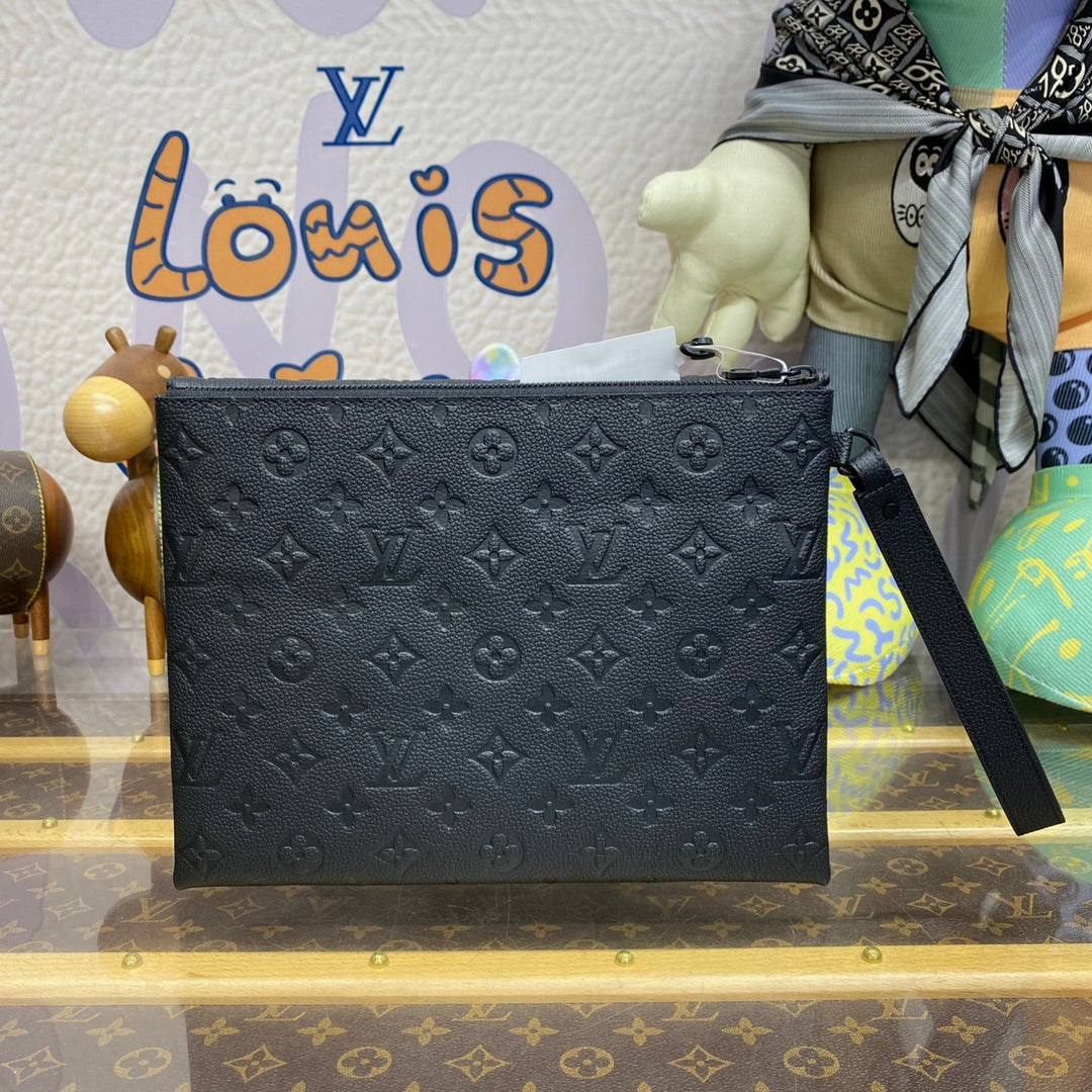 LV M82598 Louis Vuitton S-Lock Pochette Monogram Empreinte Leather Black - Image 2