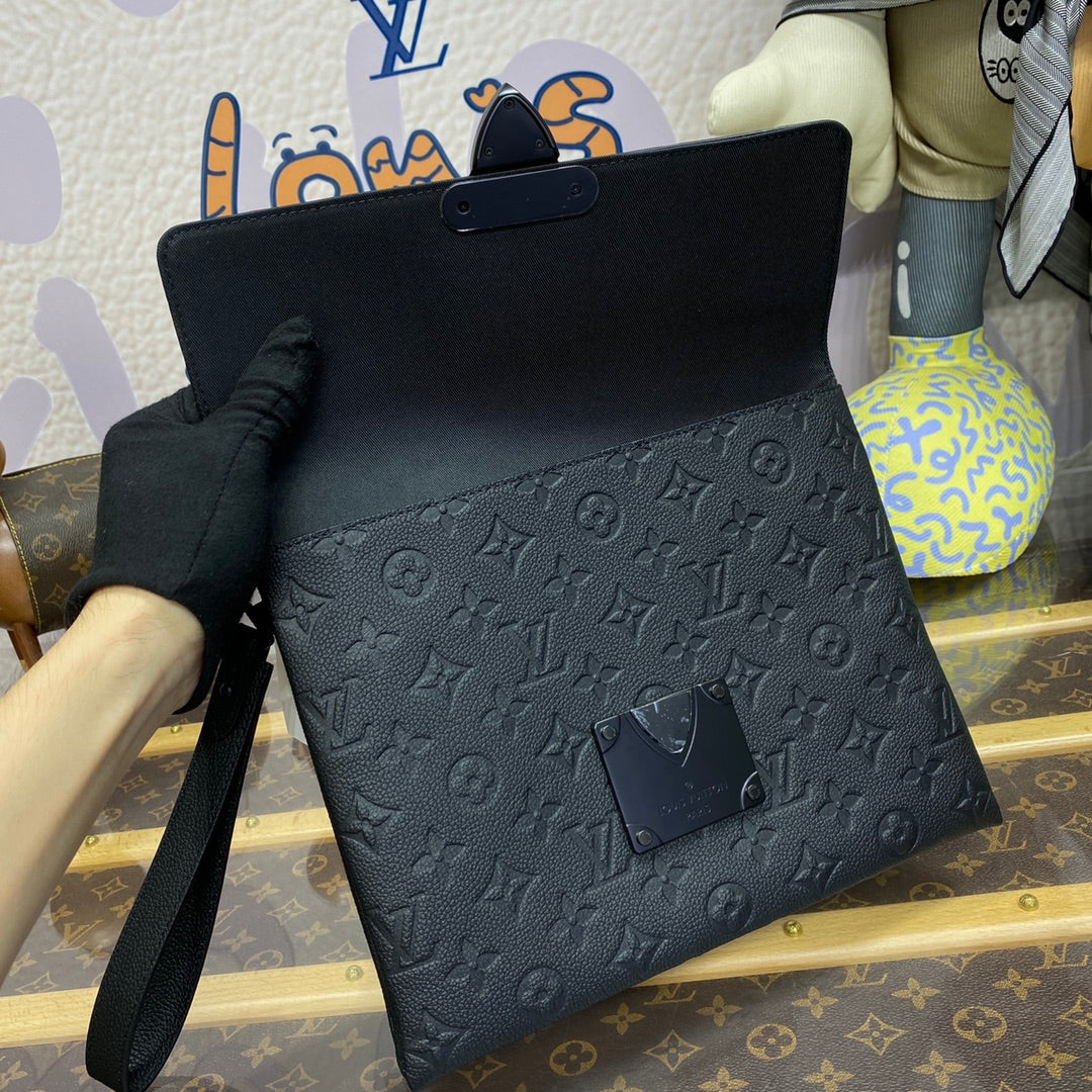 LV M82598 Louis Vuitton S-Lock Pochette Monogram Empreinte Leather Black - Image 5