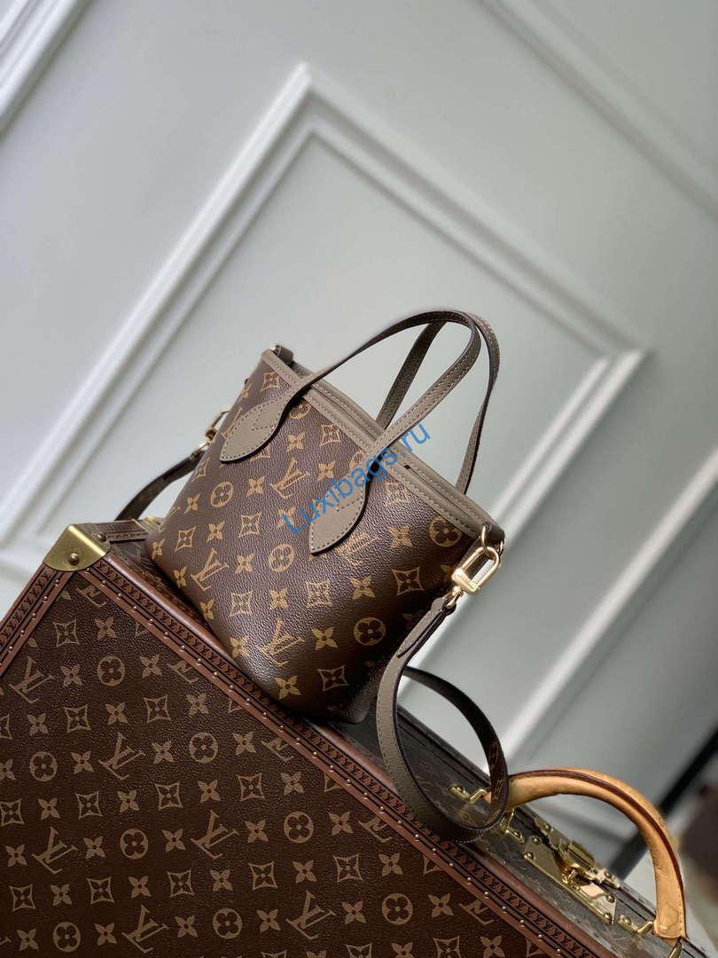LV M12109 Louis Vuitton Neverfull Bandoulière Inside Out BB Handbag Gray - Image 4