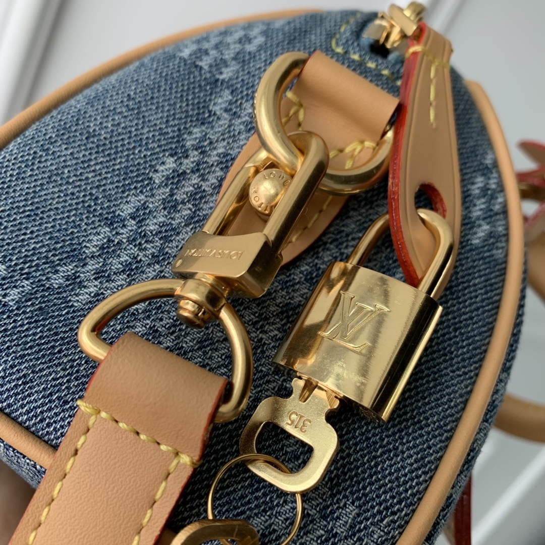 LV N40682 Louis Vuitton Speedy Bandoulière 18 Bag Blue - Image 4