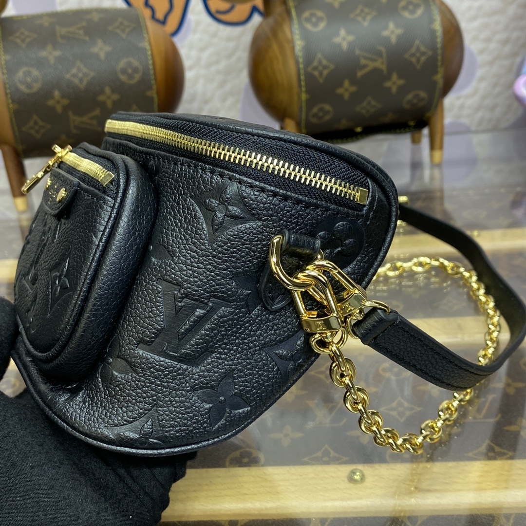 LV M46917 Louis Vuitton Mini Bumbag Monogram Empreinte Black - Image 3