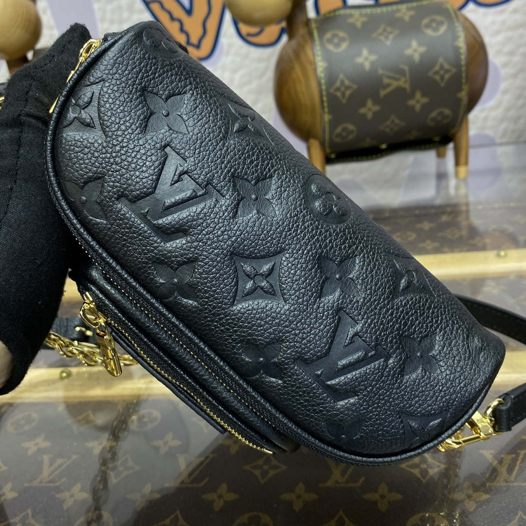 LV M46917 Louis Vuitton Mini Bumbag Monogram Empreinte Black - Image 4