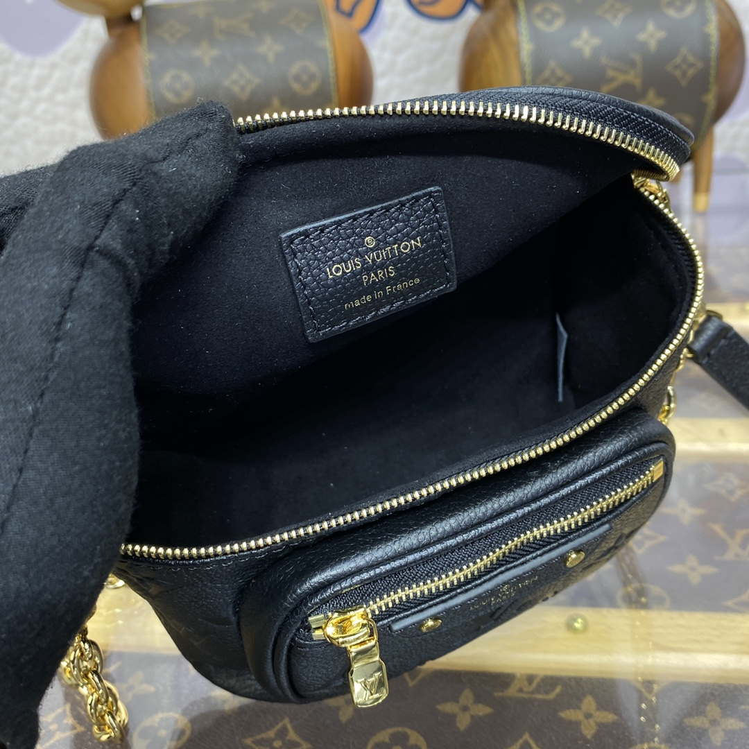 LV M46917 Louis Vuitton Mini Bumbag Monogram Empreinte Black - Image 8