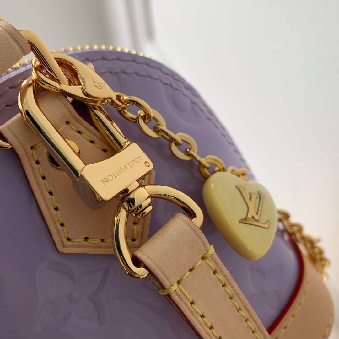 LV M82974 Louis Vuitton Nano Alma Handbag Glossy Lilac - Image 4