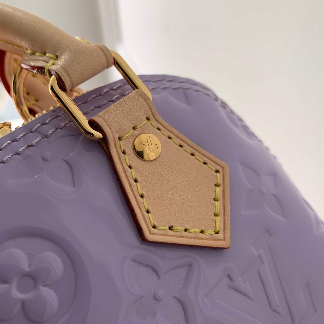 LV M82974 Louis Vuitton Nano Alma Handbag Glossy Lilac - Image 6