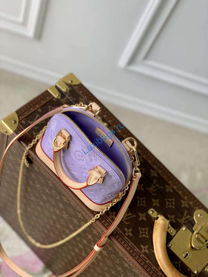 LV M82974 Louis Vuitton Nano Alma Handbag Glossy Lilac - Image 8
