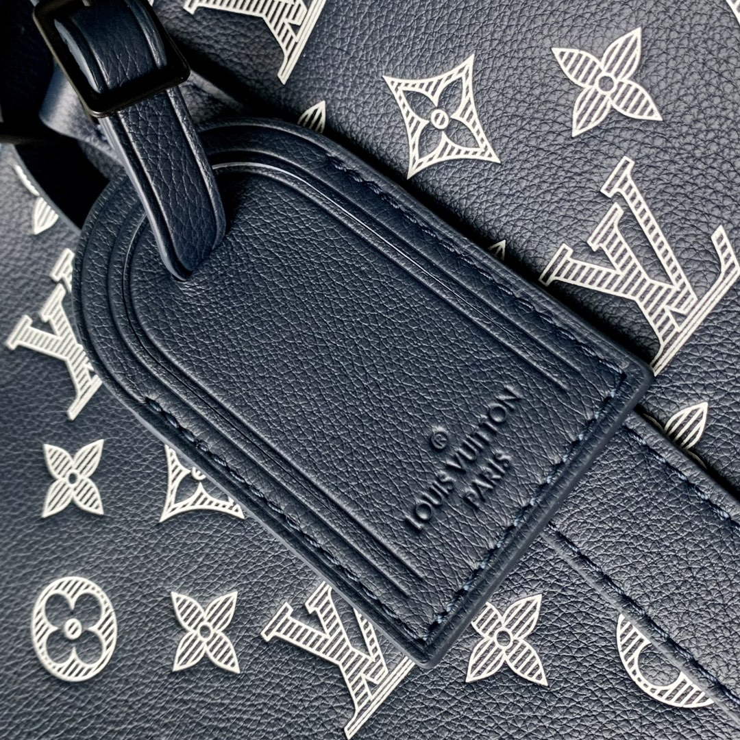 LV M24953 Louis Vuitton Keepall Bandoulière 50 Travel Bag Ink Blue/White - Image 5