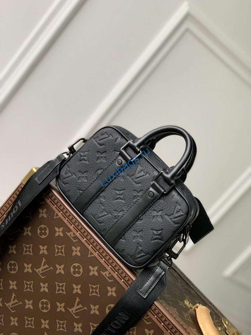 LV M82770 Louis Vuitton Nano Porte Documents Voyage Bag Black Leather - Image 2