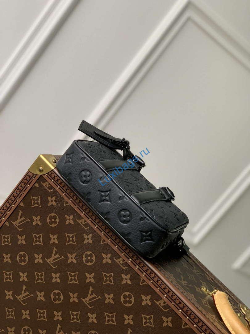 LV M82770 Louis Vuitton Nano Porte Documents Voyage Bag Black Leather - Image 3
