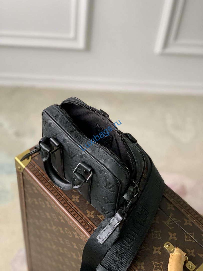 LV M82770 Louis Vuitton Nano Porte Documents Voyage Bag Black Leather - Image 7