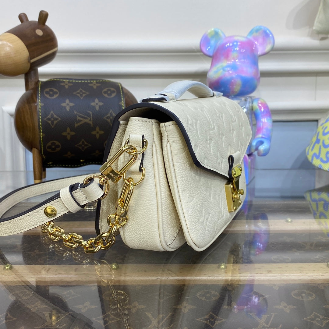 LV M22942 Louis Vuitton Pochette Métis East West Bag Monogram Empreinte Leather Crème Beige - Image 4