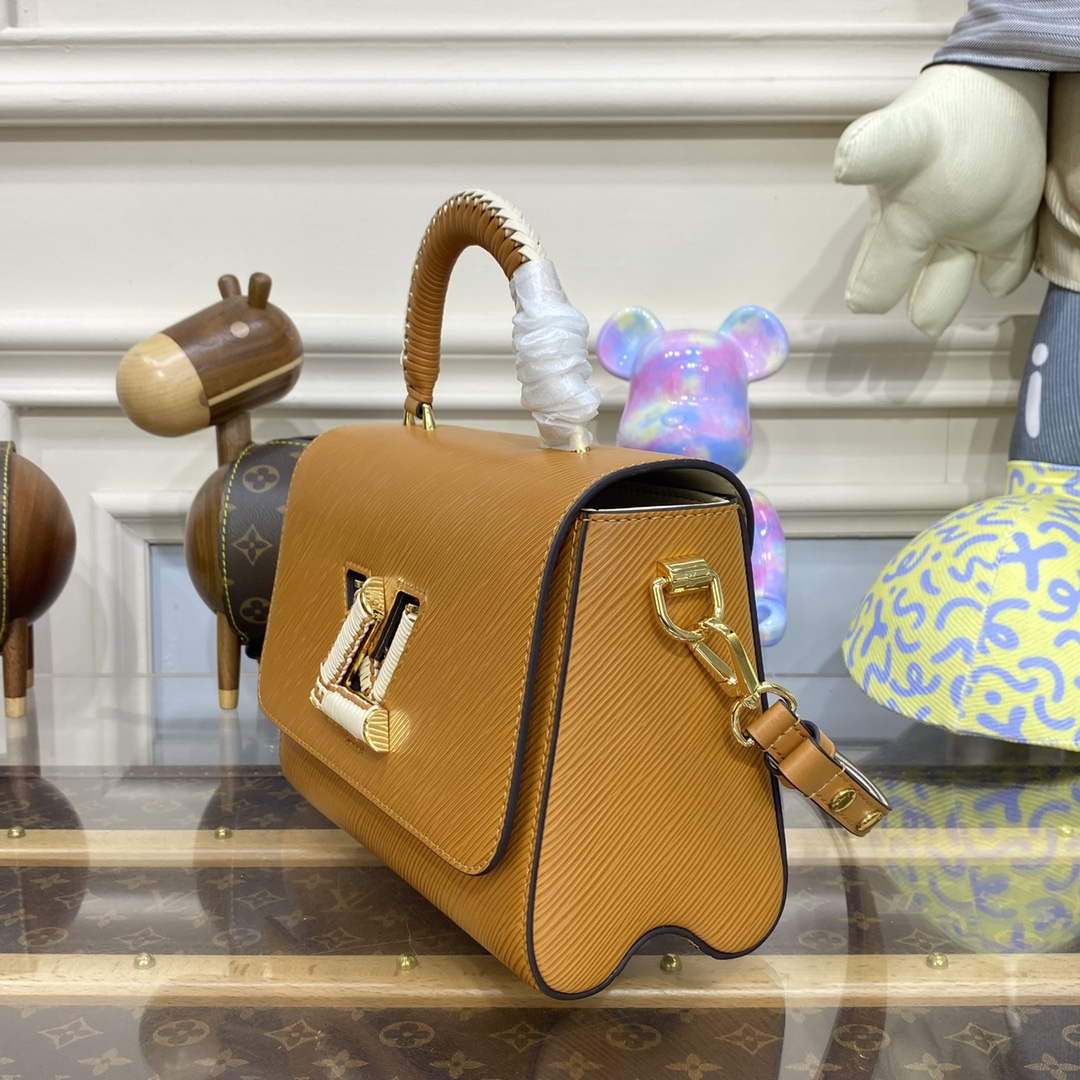 LV M22229 Louis Vuitton Twist MM Handbag Honey Gold - Image 3