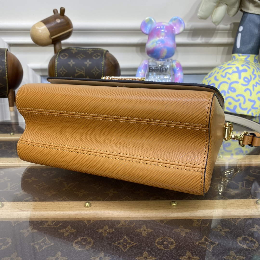 LV M22229 Louis Vuitton Twist MM Handbag Honey Gold - Image 4