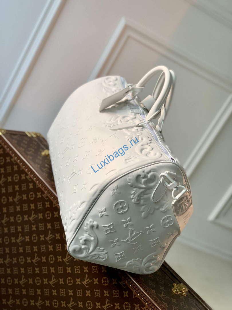 LV M21845 Louis Vuitton Keepall Bandoulière 50 Bag Optic White - Image 2