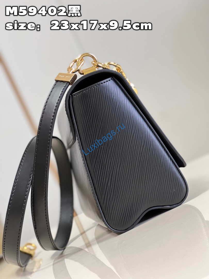 Louis Vuitton LV M59402 Twist MM Bag Epi Black With Black - Image 3