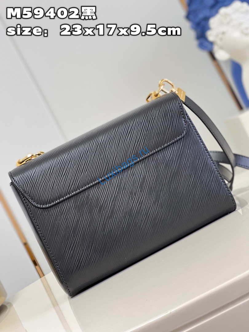 Louis Vuitton LV M59402 Twist MM Bag Epi Black With Black - Image 4
