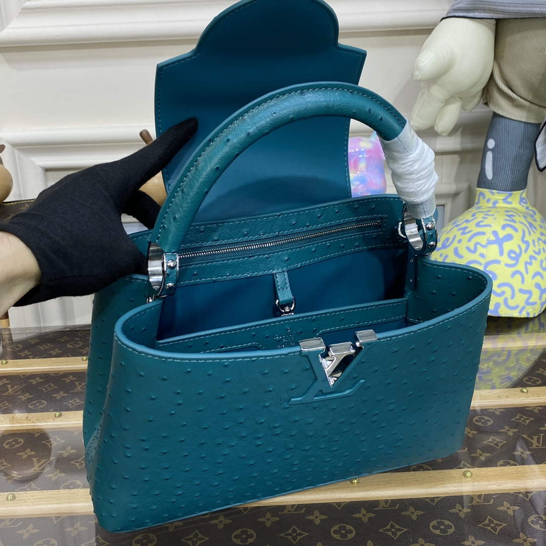 LV N81279 Louis Vuitton Capucines MM Handbag Lake Blue - Image 9