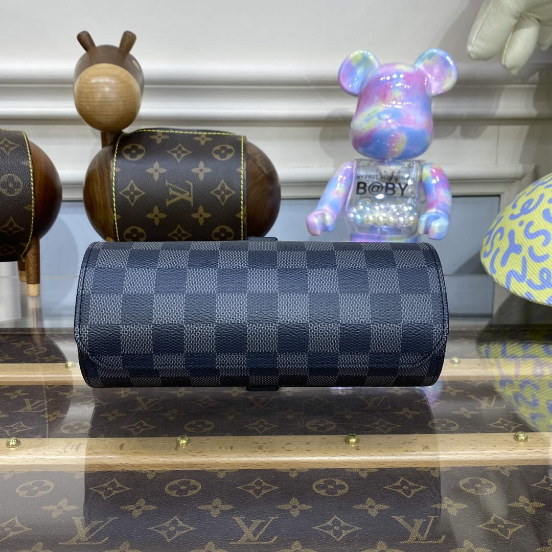 LV N41137 Louis Vuitton 3 Watch Case Damier Graphite Canvas - Image 3