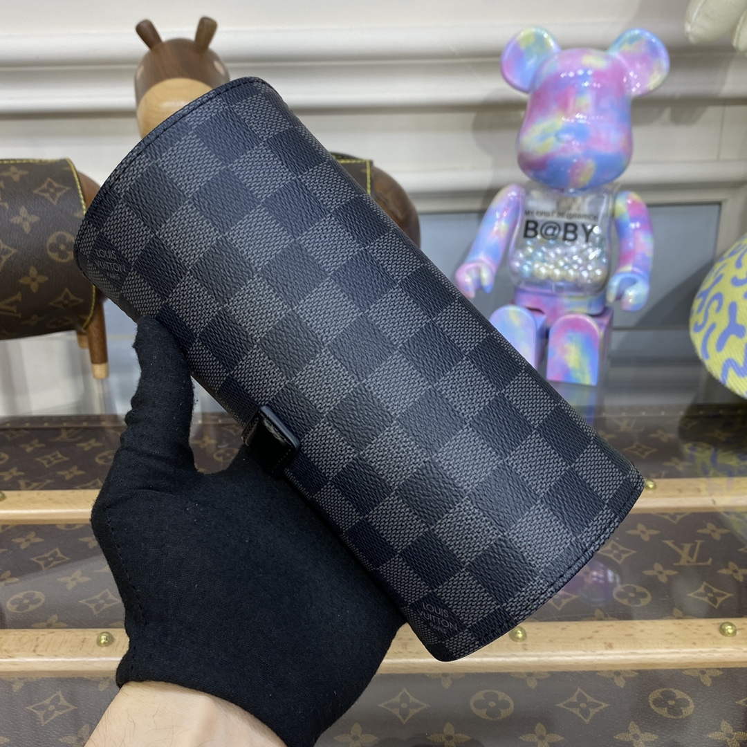 LV N41137 Louis Vuitton 3 Watch Case Damier Graphite Canvas - Image 4